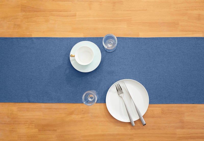 Winotic Vintage Blue Table Runner 36 Inches Long, Cotton Linen Farmhouse Style Seasonal Dresser Scarf for Kitchen Dining Coffee Table Parties Wedding Home Decor (13â€ x 36â€, Vintage Blue) - Image 3