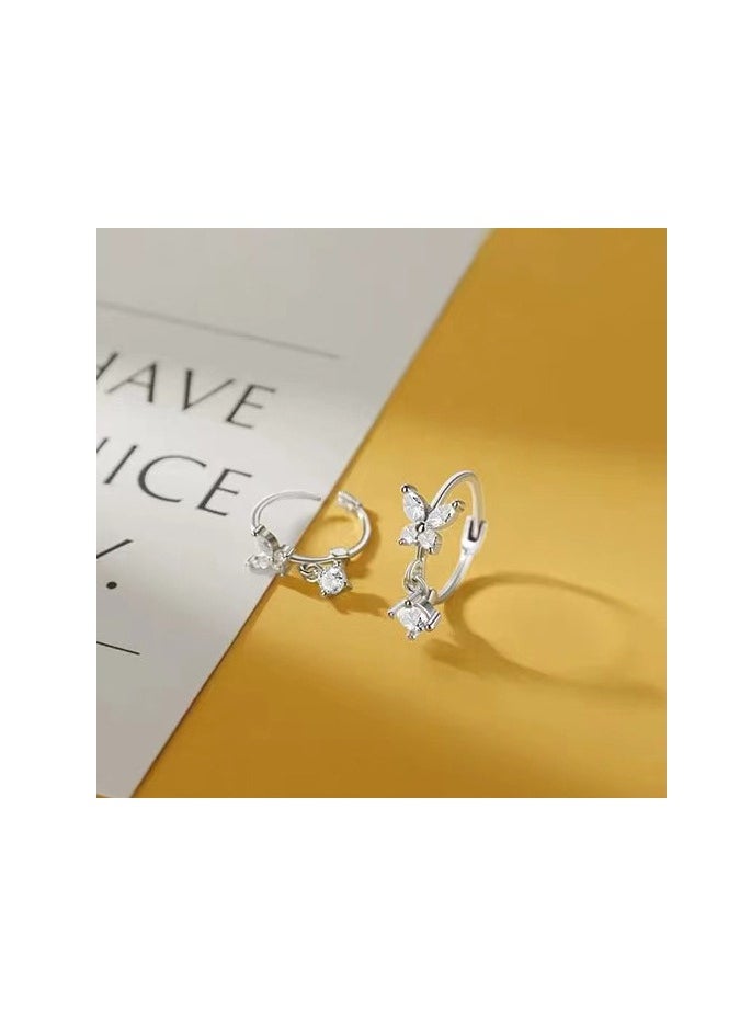 xozgdovg Butterfly earrings women fashion geometric zirconium earrings  - Image 1