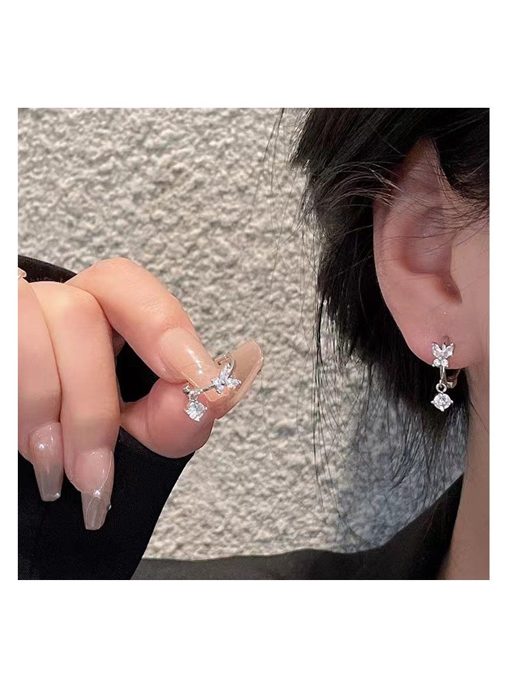 xozgdovg Butterfly earrings women fashion geometric zirconium earrings  - Image 3