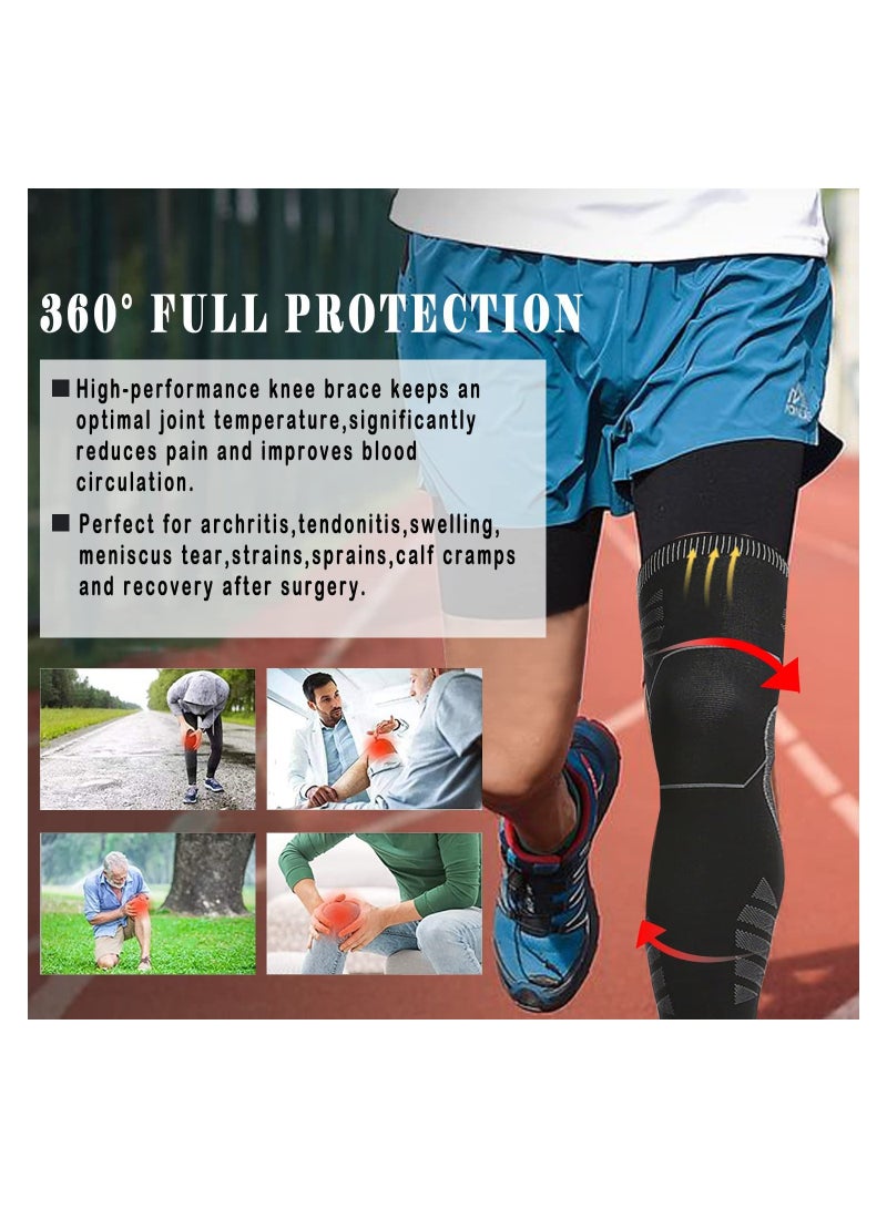 Excefore Long Leg Compression Sleeve for Men - Knee Brace for Pain Relief, Running, Arthritis, ACL Support - L - Image 3