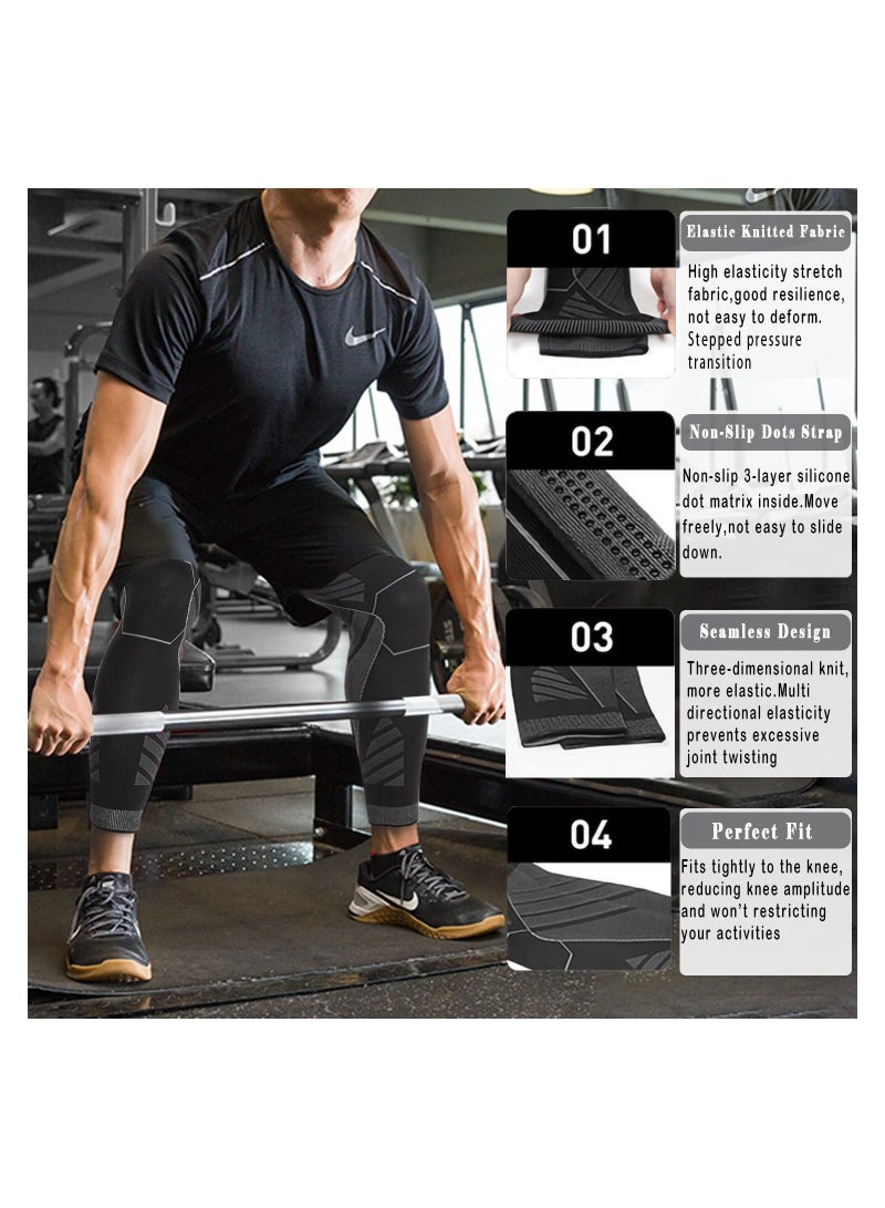 Excefore Long Leg Compression Sleeve for Men - Knee Brace for Pain Relief, Running, Arthritis, ACL Support - L - Image 2