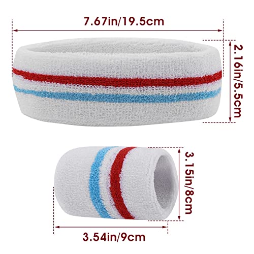 Yolev Striped Sweatband Set Sports Headband Wristband (1 Headband and 2 Wristbands) Set Sweatbands for Athletic Men and Women - Image 3