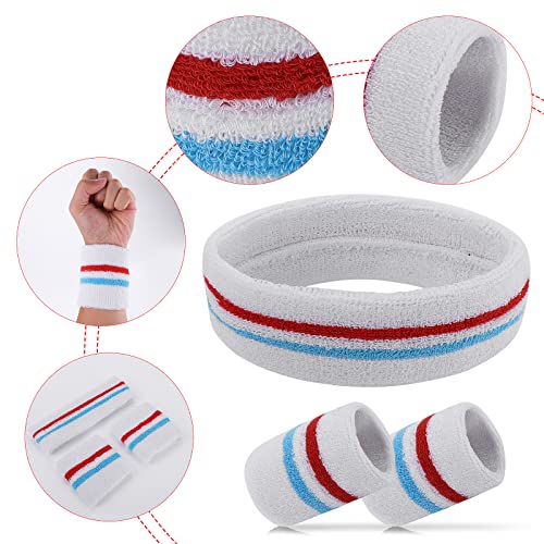 Yolev Striped Sweatband Set Sports Headband Wristband (1 Headband and 2 Wristbands) Set Sweatbands for Athletic Men and Women - Image 4