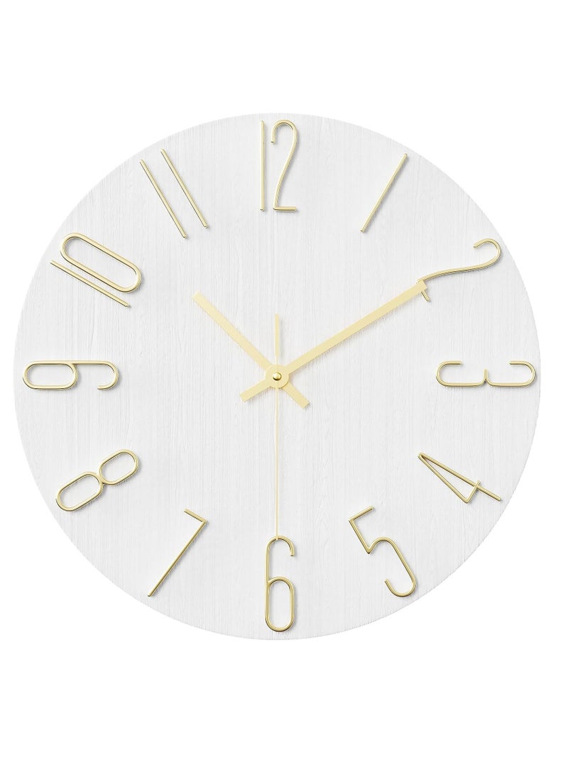 Wall Clock, 12 Inch Wall Clock Silent Non Ticking, Preciser Modern Style Decor Clock for Home, Office, School, Kitchen, Bedroom, Living Room (White)  - Image 1