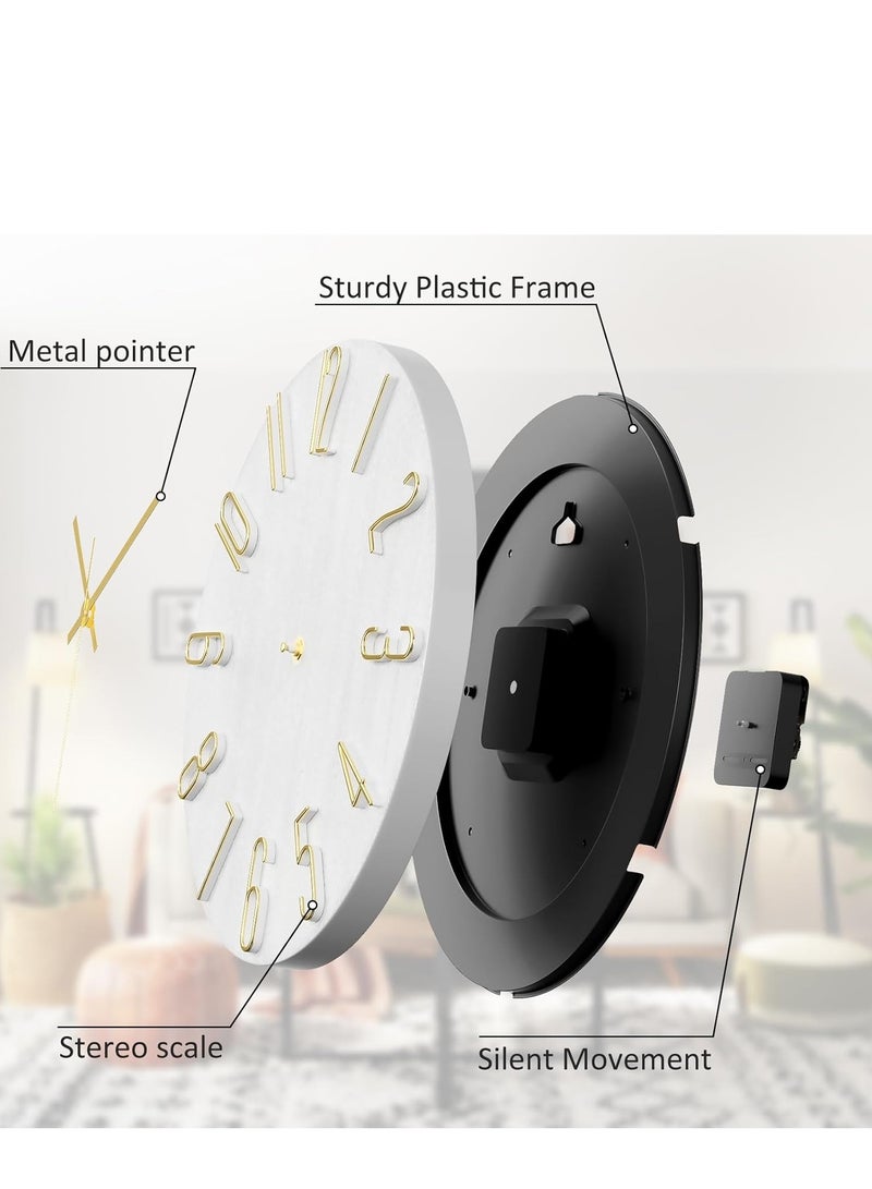 Wall Clock, 12 Inch Wall Clock Silent Non Ticking, Preciser Modern Style Decor Clock for Home, Office, School, Kitchen, Bedroom, Living Room (White)  - Image 3