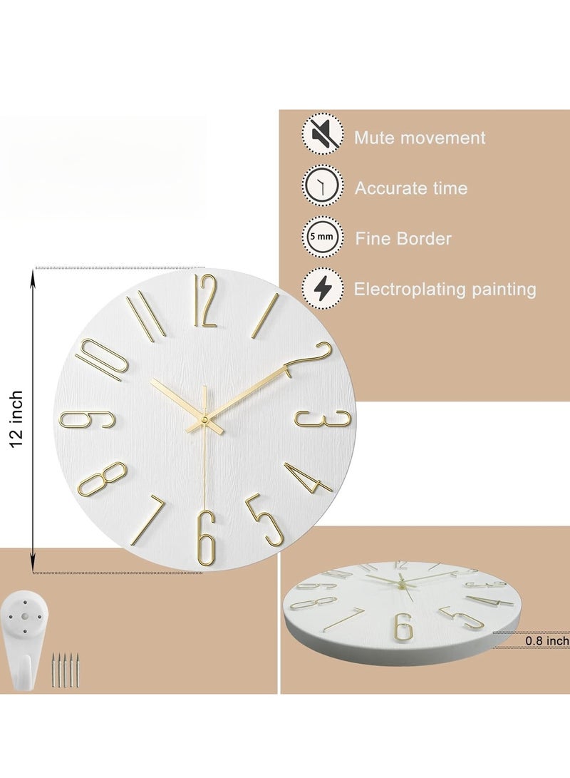 Wall Clock, 12 Inch Wall Clock Silent Non Ticking, Preciser Modern Style Decor Clock for Home, Office, School, Kitchen, Bedroom, Living Room (White)  - Image 5