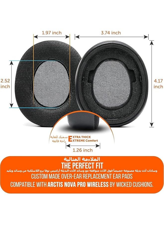 erorex Freeze Nova Pro Wireless，Hybrid Fabric Cooling Gel Replacement Earpads For Steelseries Arctis Nova Pro Wireless By Wicked Cushions Improved Durability Thickness，Sound Isolation，Black  - Image 2