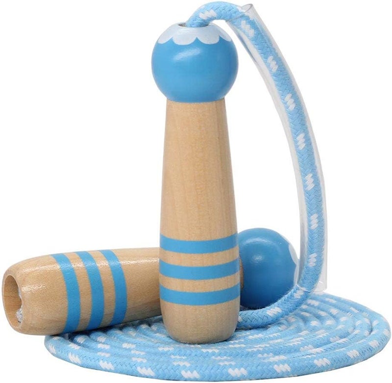 Ace one Jump Rope Kids, 7ft Adjustable Cotton Skipping Rope with Wooden Handle for Boys and Girls Fitness Outdoor Exercise - Image 1
