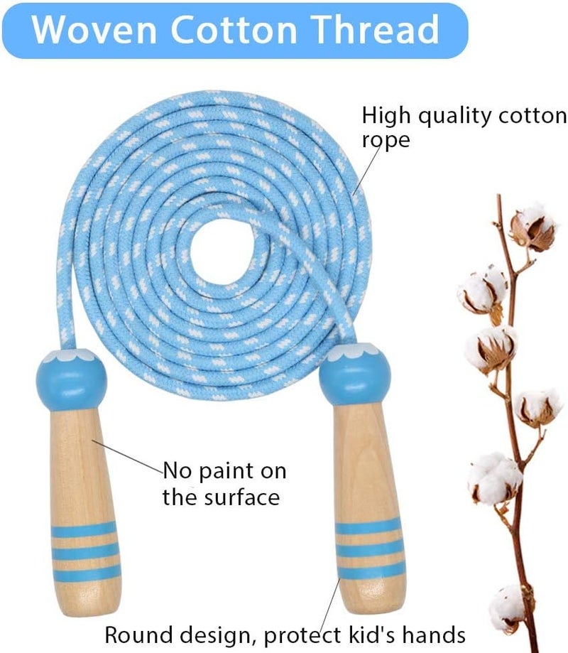 Ace one Jump Rope Kids, 7ft Adjustable Cotton Skipping Rope with Wooden Handle for Boys and Girls Fitness Outdoor Exercise - Image 4