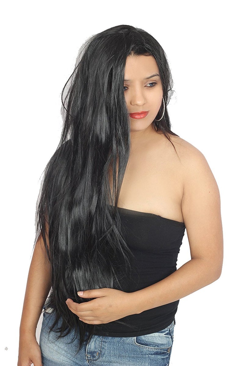 Ritzkart Wig Natural Black Hair Human Feeling Silk Shine 31 Inch Black