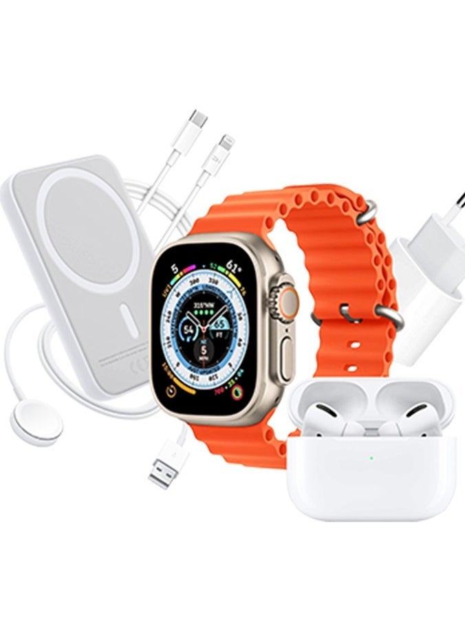Generic - X8 Smart Watch Ultra Combo Box with Strap, Pods Pro, External Battery, Wireless Charger, Charging Adapter & Data Cable | All-in-One Bundle for Fitness, Connectivity & Daily Use | Compatible with iOS & Android | Premium Gift Set for Men & Women - Image 1