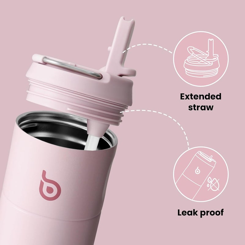 BOTTLE BOTTLE Insulated Water Bottle 500ML with Straw and Lid - Baby Pink - Image 4