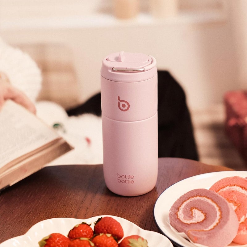 BOTTLE BOTTLE Insulated Water Bottle 500ML with Straw and Lid - Baby Pink - Image 2