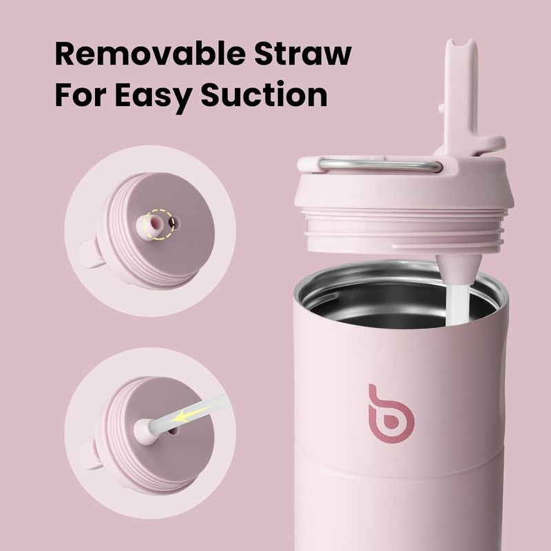 BOTTLE BOTTLE Insulated Water Bottle 500ML with Straw and Lid - Baby Pink - Image 5