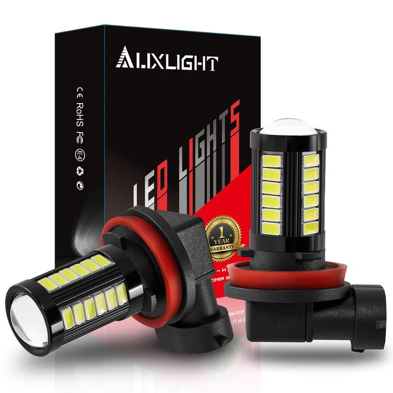 AUXLIGHT H11 H8 H11LL H8LL H16 (Japanese) LED Fog Light Bulbs 6000K Xenon White, Super Bright 2800 Lumens 33-SMD Chips LED Daytime Running Lights DRL Bulbs Replacement for Cars, Trucks (Pack of 2) - Image 1