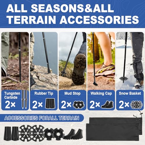 FrutPunch Hiking Poles 2 Pack, Aircraft-Grade Aluminum Alloy Trekking Poles for Hiking, Adjustable and Foldable Design Hiking Sticks, EVA Sweat-Absorbent and Non-Slip Handle for Men, Women, Seniors - Image 5