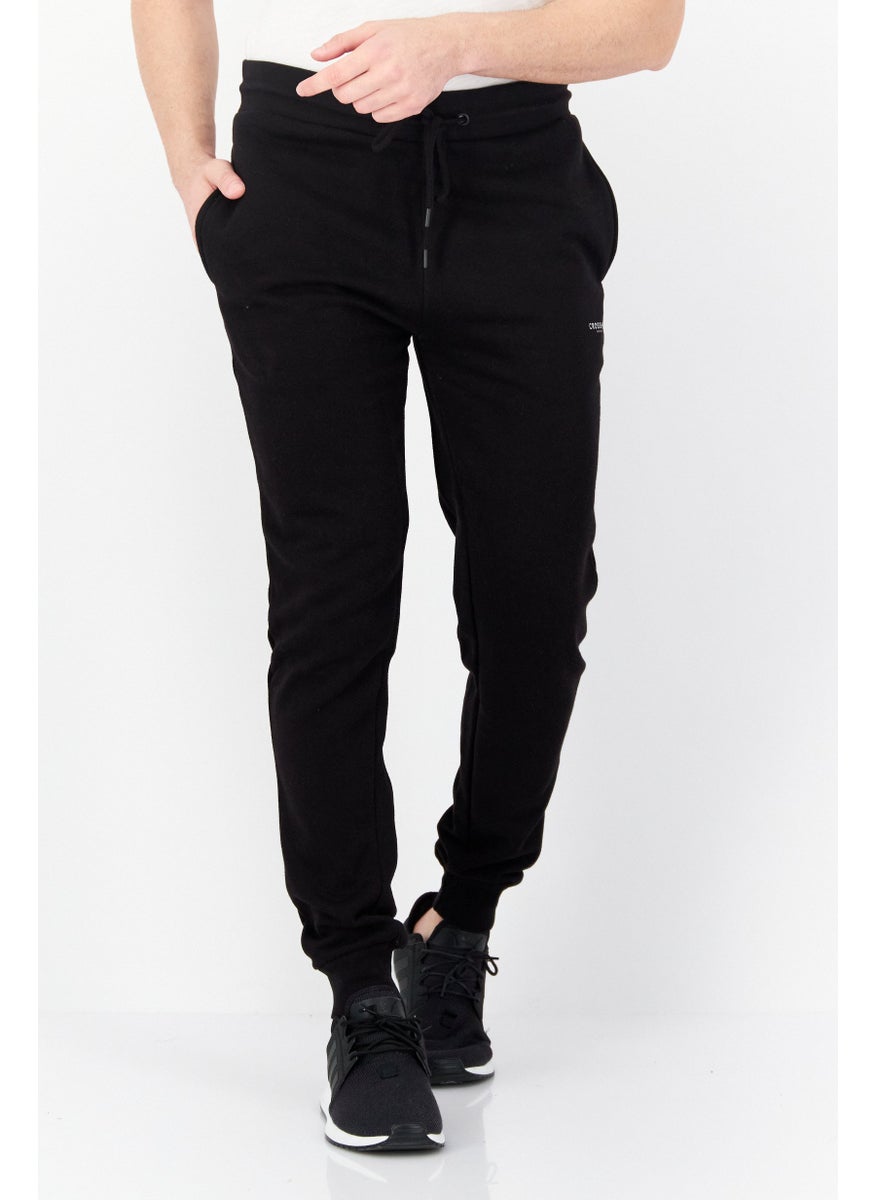 CROSSHATCH Men 2 Pieces Brand Logo Drawstring Sweatpants, Black  - Image 5