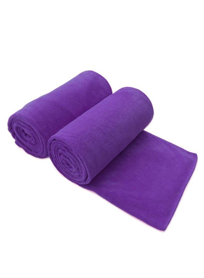 JML Microfiber Bath Towels, 2 Pack(30" x 60") Oversized, Ultra Soft, Super Absorbent and Fast Drying, No Fading and Multipurpose Use for Sports, Travel, Fitness, SPA and Yoga - Solid Color, Violet - Image 1