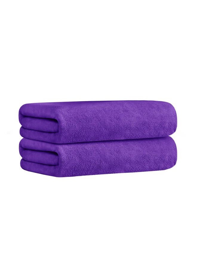 JML Microfiber Bath Towels, 2 Pack(30" x 60") Oversized, Ultra Soft, Super Absorbent and Fast Drying, No Fading and Multipurpose Use for Sports, Travel, Fitness, SPA and Yoga - Solid Color, Violet - Image 2