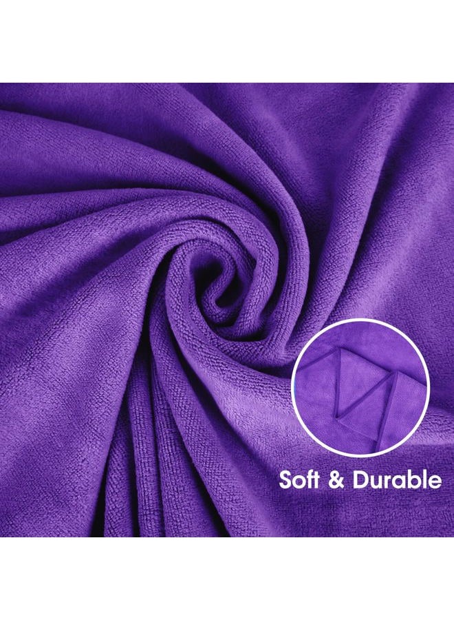 JML Microfiber Bath Towels, 2 Pack(30" x 60") Oversized, Ultra Soft, Super Absorbent and Fast Drying, No Fading and Multipurpose Use for Sports, Travel, Fitness, SPA and Yoga - Solid Color, Violet - Image 3