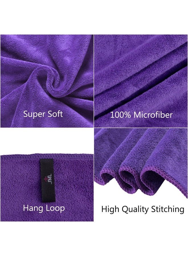JML Microfiber Bath Towels, 2 Pack(30" x 60") Oversized, Ultra Soft, Super Absorbent and Fast Drying, No Fading and Multipurpose Use for Sports, Travel, Fitness, SPA and Yoga - Solid Color, Violet - Image 5