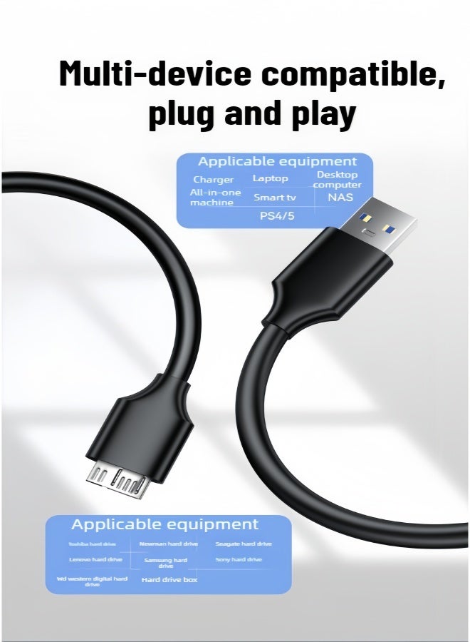 الصفحة الرئيسية كابل USB 3.0 إلى Micro B بطول 0.5 متر (5 جيجابت في الثانية) - كابل محرك أقراص صلبة لـ Seagate و WD و Toshiba HDD/SSD الخارجية - كابل مزامنة بيانات عالي السرعة للأقراص الصلبة المحمولة و Backup Plus و My Passport - Image 5