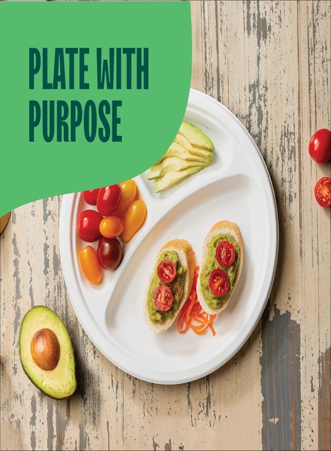 Stack Man 100% Compostable, 3 Compartment [10-Inch] Disposable Paper Plates [125-Pack] Sectional Lunch Trays + Dividers - Divided Platter Tray - Heavy Duty Biodegradable Bagasse (BPA-Certified) (PFAS-Free) - Image 3