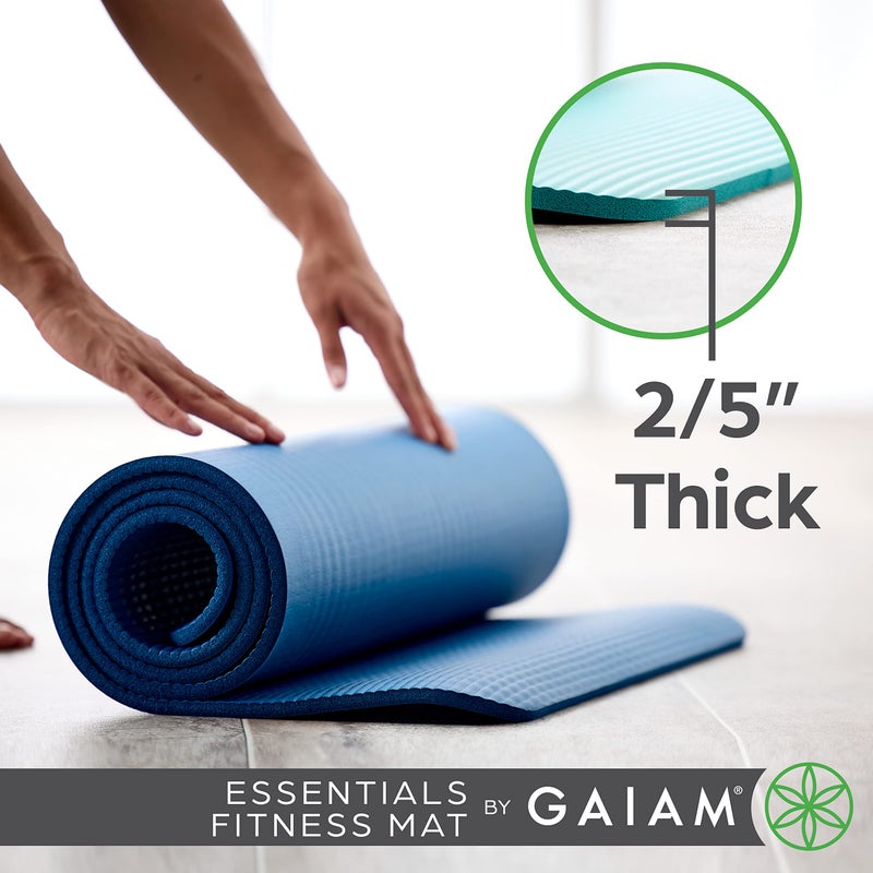 Gaiam Essentials Thick Yoga Mat Fitness & Exercise Mat with Easy-Cinch Carrier Strap, Purple, 72"L X 24"W X 2/5 Inch Thick, 10mm - Image 2