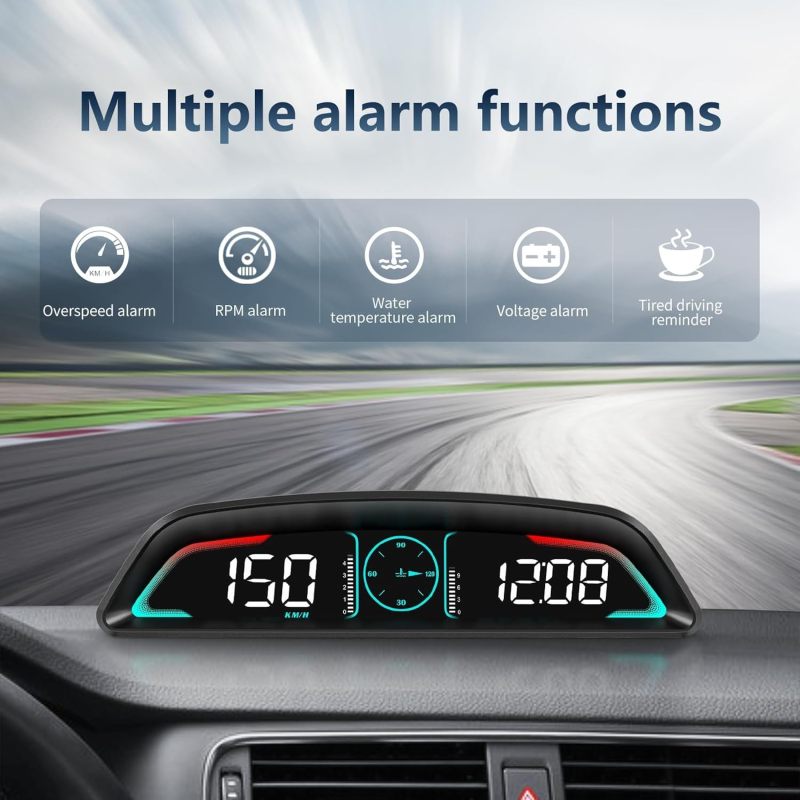 Car Head Up Display: Black OBD2 Speedometer With Automatic Light Sensing - Intelligent Safety Alerts Car Data Display for Most Post-2009 Vehicle Models - Image 3