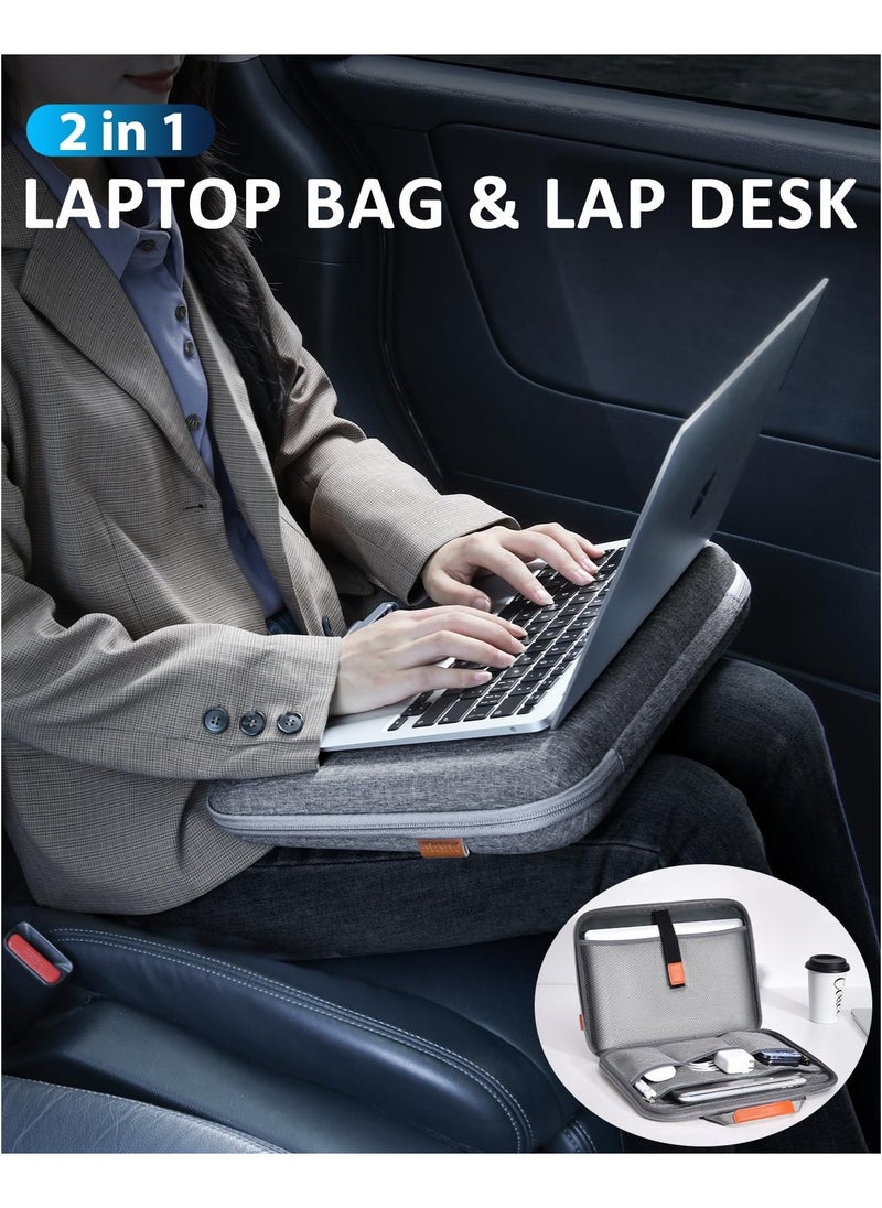 SYOSI - Hard Laptop Work-In Case 14 Inch, 2 in 1 Laptop Bag Lap Desk with Stopper and Book Clip, Shockproof Waterproof Laptop Sleeve with Handle, Compatible with MacBook HP Dell Lenovo ASUS and More - Grey - Image 1