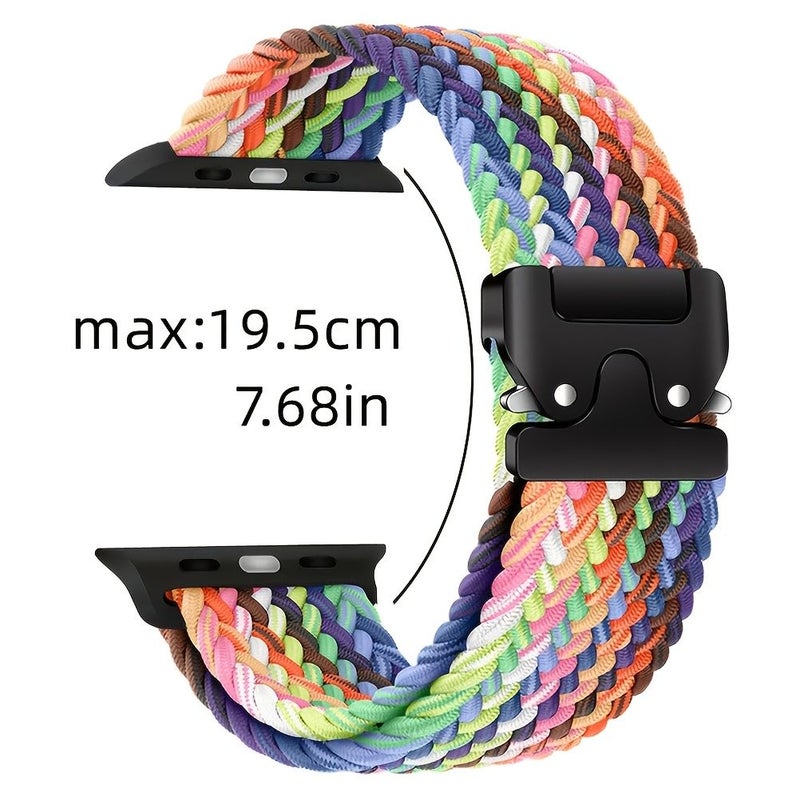 حزام رياضي مطاطي من النايلون قابل للتنفس بنمط Solo Loop لساعة Apple Watch مقاس 38 و40 و41 ملم - تصميم كاوبوي ملون - Image 3