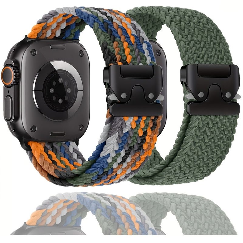 حزام رياضي مطاطي من النايلون قابل للتنفس بنمط Solo Loop لساعة Apple Watch مقاس 38 و40 و41 ملم - تصميم كاوبوي ملون - Image 5