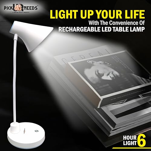 Pick Ur Needs White Study Lamp/Table Lamp/Desk Lamp High Range Rechargeable Led Eye-Caring Table Desk Lamp Touch Control Flexible Head - Image 5