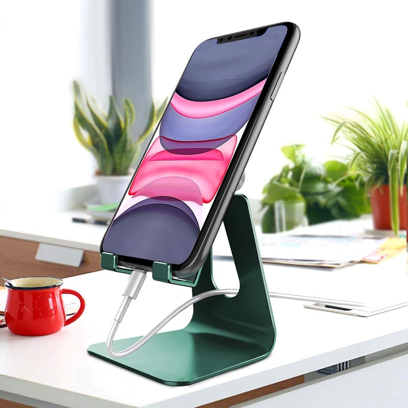 CreaDream Adjustable Cell Phone Stand, Phone Stand, Cradle, Dock, Holder, Aluminum Desktop Stand Compatible with Phone 13 12 11 Pro Max Charging, Accessories Desk, All Mobile Phones, Midnight Green - Image 2