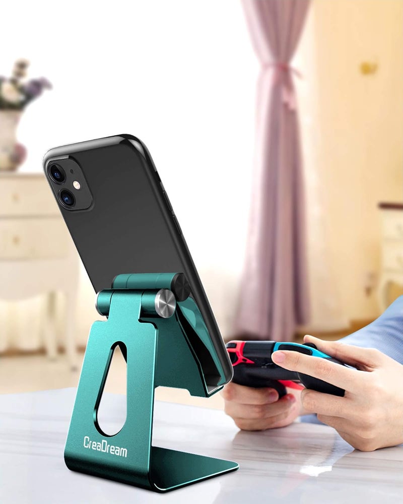 CreaDream Adjustable Cell Phone Stand, Phone Stand, Cradle, Dock, Holder, Aluminum Desktop Stand Compatible with Phone 13 12 11 Pro Max Charging, Accessories Desk, All Mobile Phones, Midnight Green - Image 4