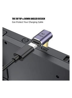 erorex USB C Right Angle Adapter 2 Pack, 90 Degree Type C Male to Female Adapter Extender Support 100W Fast Charging 40Gbps Data Transfer 8K@60Hz Video Output for Laptop, Tablet, Mobile Phones  - Image 2
