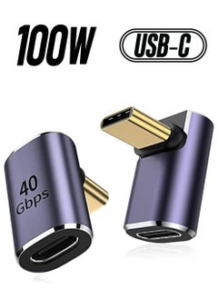 erorex USB C Right Angle Adapter 2 Pack, 90 Degree Type C Male to Female Adapter Extender Support 100W Fast Charging 40Gbps Data Transfer 8K@60Hz Video Output for Laptop, Tablet, Mobile Phones  - Image 1