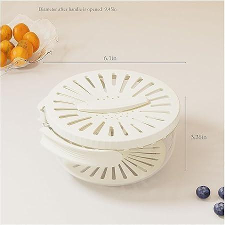 VIBRAL Fruit Draining Basket with Lid 2 in 1 Multifunctional Drain Basket with Handle Portable Food Storage Container for Fridge Outdoor Picnic for Washing Fruit Food Storage Pack of 1 - Image 4
