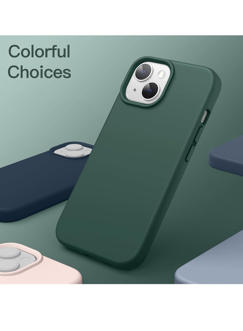 Midnight Green 5-in-1 Silicone Case for iPhone 14 (6.1-Inch) – Includes 2-Pack Screen Protectors & 2-Pack Camera Lens Protectors, Full Coverage Tempered Glass Film, Shockproof Design - Image 5