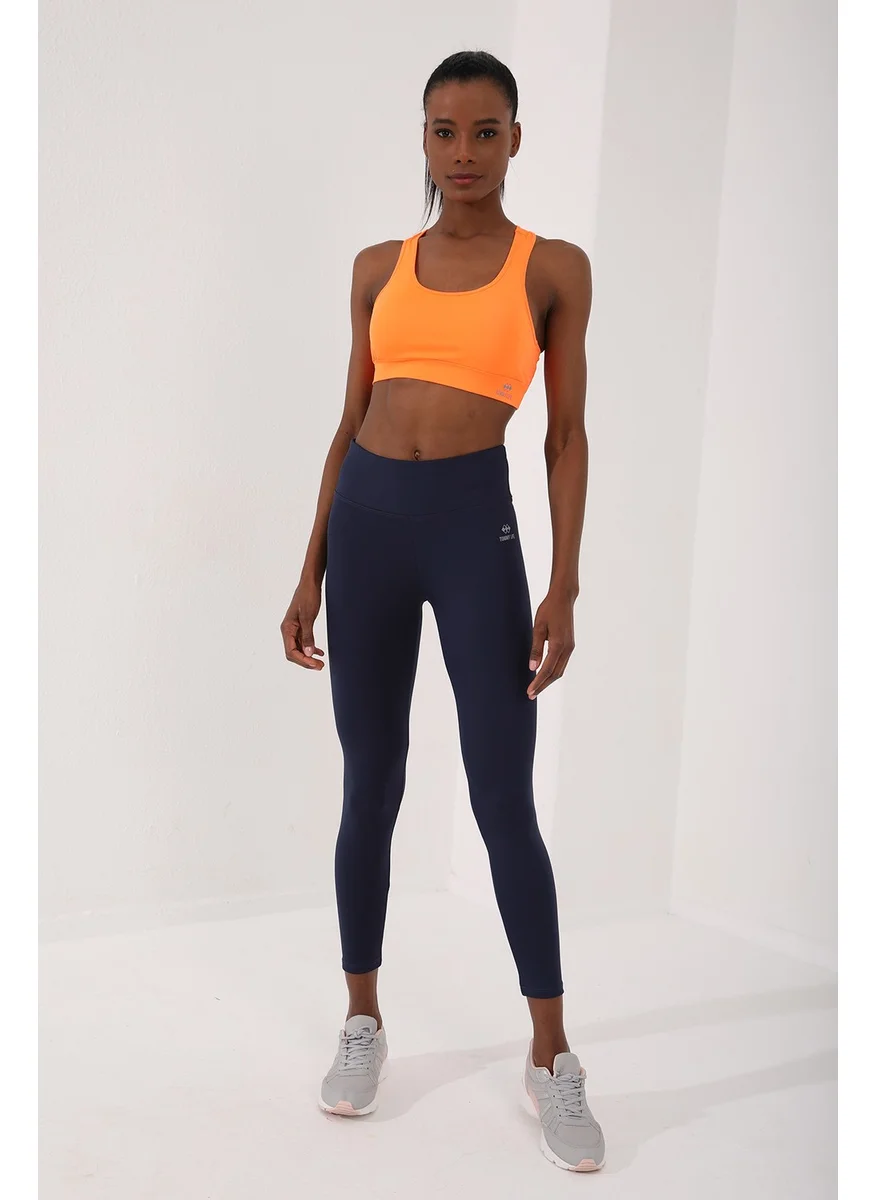 Tommy Life Neon Orange Women's Back Detail Slim Fit U Neck Sports Bustier - 97120