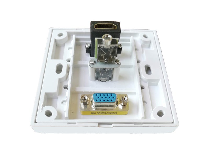 BOXNUBE Multimedia Modular Wall Face Plate with HDMI + VGA + AUX Panel Sockets - White - Image 5
