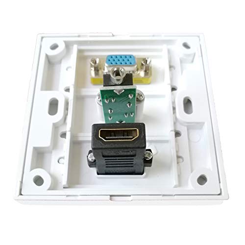 BOXNUBE Multimedia Modular Wall Face Plate with HDMI + VGA + AUX Panel Sockets - White - Image 3