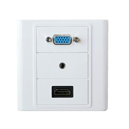 BOXNUBE Multimedia Modular Wall Face Plate with HDMI + VGA + AUX Panel Sockets - White - Image 1