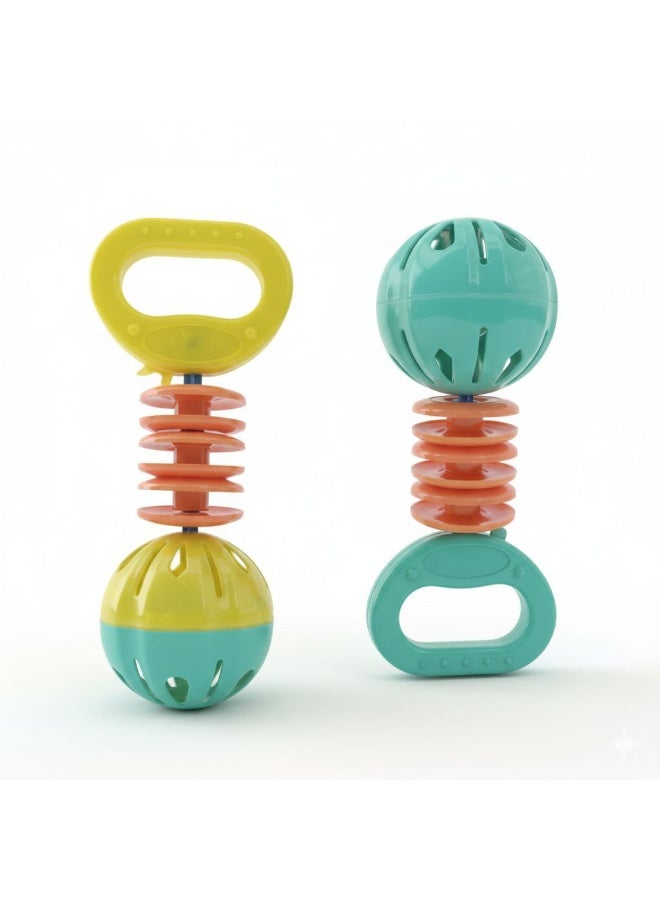 2PCs  Baby Rattle Toy Set Sensory Shake and Grasp Toy for Infants, Early Development Hand Grip and Sensory Stimulation Toy
