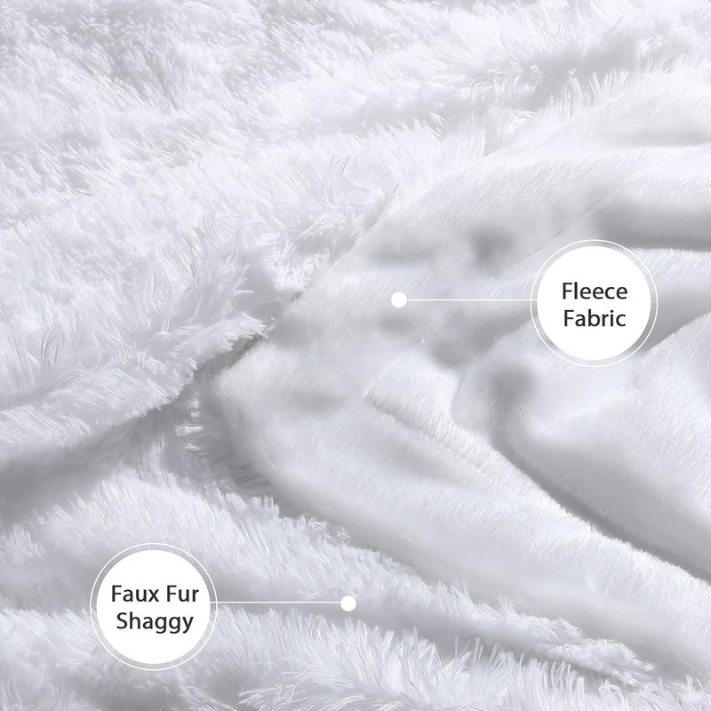 Tuddrom Decorative Extra Soft Faux Fur Blanket Twin Size 70" x 78",Solid Reversible Fuzzy Lightweight Long Hair Shaggy Blanket,Fluffy Plush Fleece Comfy Microfiber Throw Blanket for Couch Sofa Bed,Pure White - Image 5