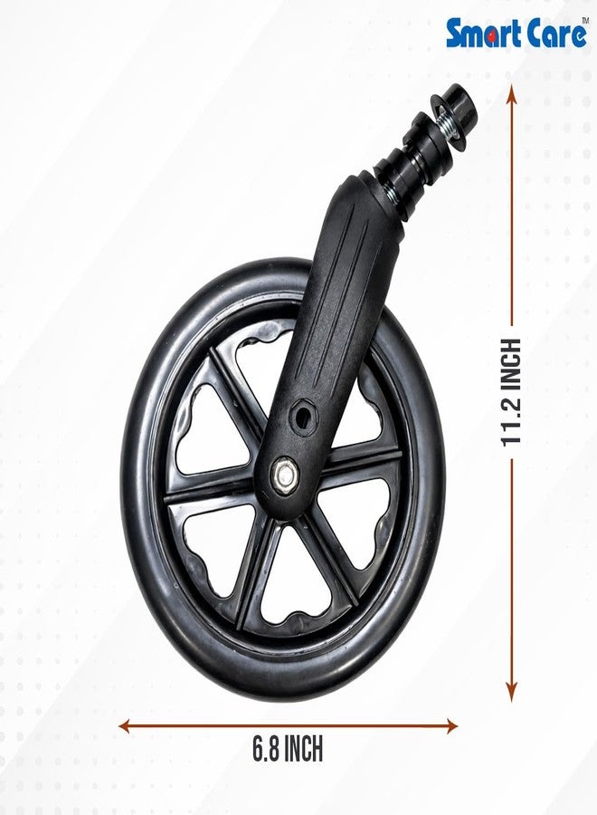 SMARTCARE Wheelchair Front Wheel Replacement, Heavy Duty Solid Rubber Tyre Caster with Fork Assembly, Smooth Rolling, Black CLAIM - Image 3