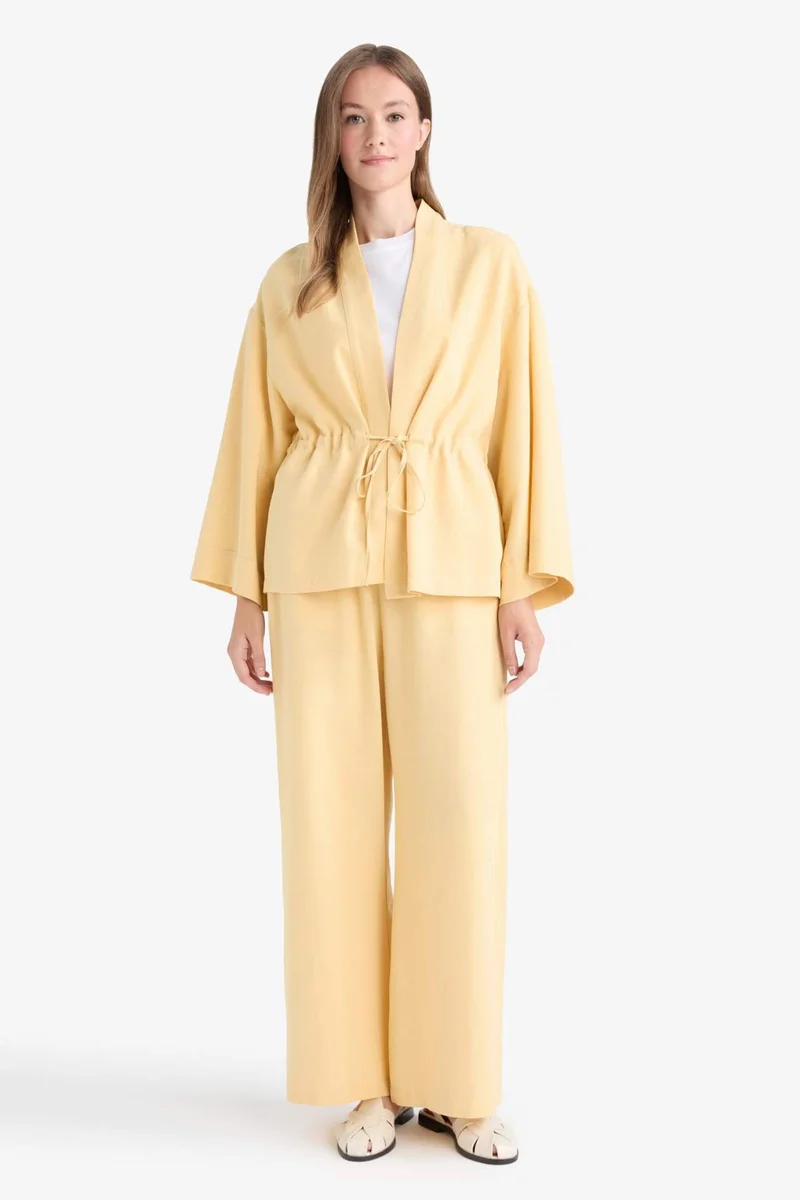 DeFacto Straight Leg Linen-Blend Capri Pants