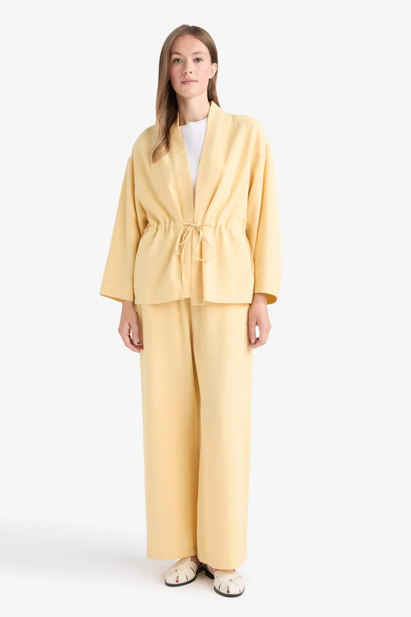 DeFacto Straight Leg Linen-Blend Capri Pants