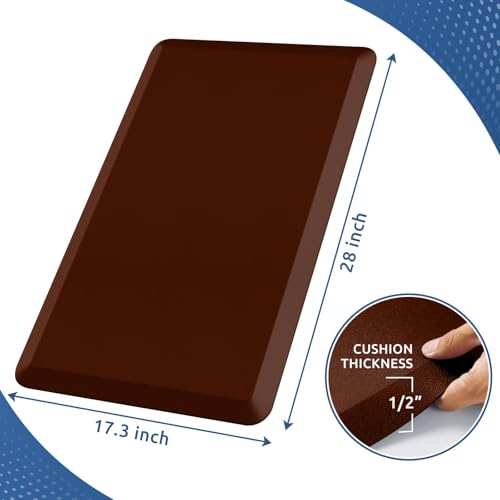 KitchenClouds Kitchen Mat Cushioned Anti Fatigue Rug 17.3"x28" Water Resistant, Non Slip, Standing and Comfort Desk/Floor Mats for House Sink Office (Coffee) - Image 2