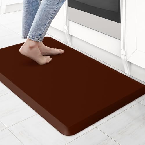 KitchenClouds Kitchen Mat Cushioned Anti Fatigue Rug 17.3"x28" Water Resistant, Non Slip, Standing and Comfort Desk/Floor Mats for House Sink Office (Coffee) - Image 1